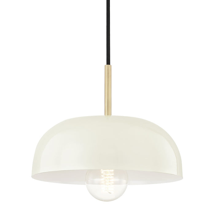 Mitzi H199701S-AGB/CR One Light Pendant, Aged Brass/Cream