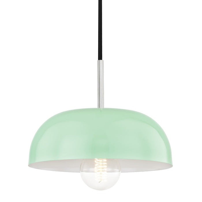 Mitzi H199701S-PN/MNT One Light Pendant, Polished Nickel/Mint