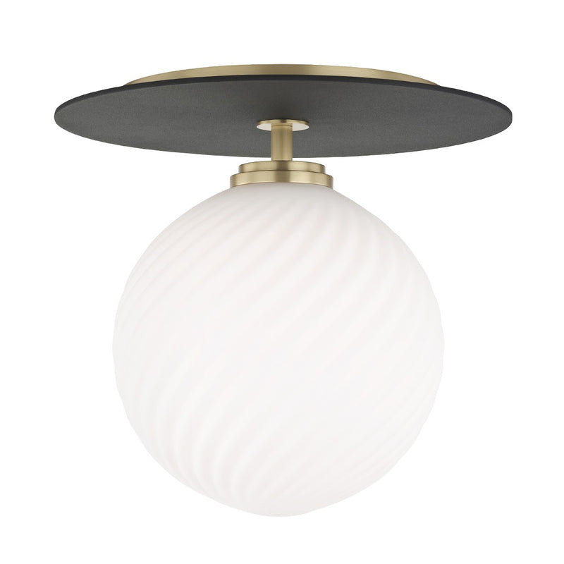 Mitzi H200501L-AGB/BK LED Semi Flush Mount, Aged Brass/Black