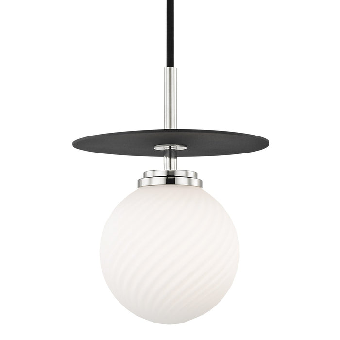 Mitzi H200701S-PN/BK One Light Pendant, Polished Nickel/Black