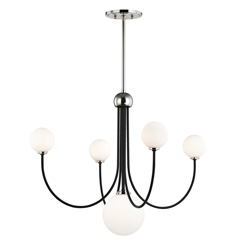 Mitzi H234805-PN/BK LED Chandelier, Polished Nickel/Black