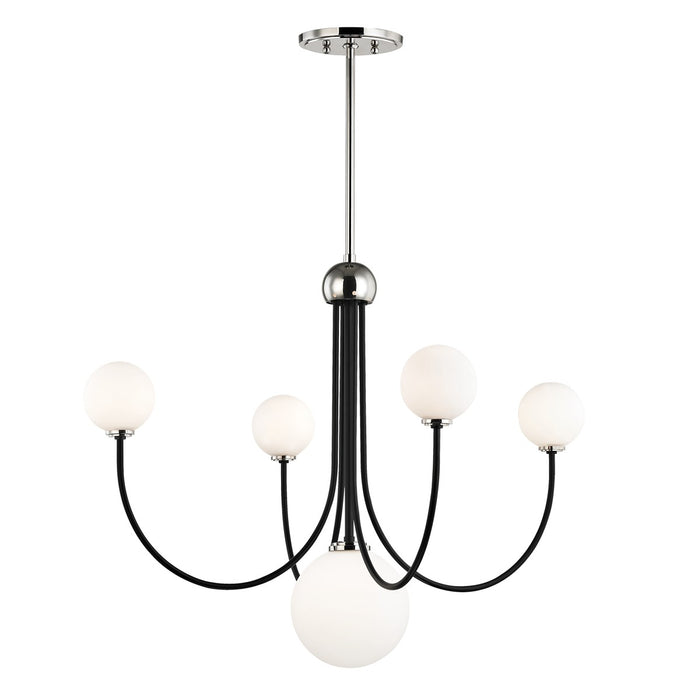Mitzi H234805-PN/BK LED Chandelier, Polished Nickel/Black