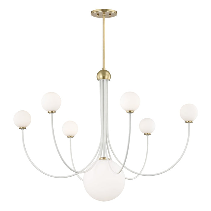 Mitzi H234807-AGB/WH LED Chandelier, Aged Brass/Soft Off White