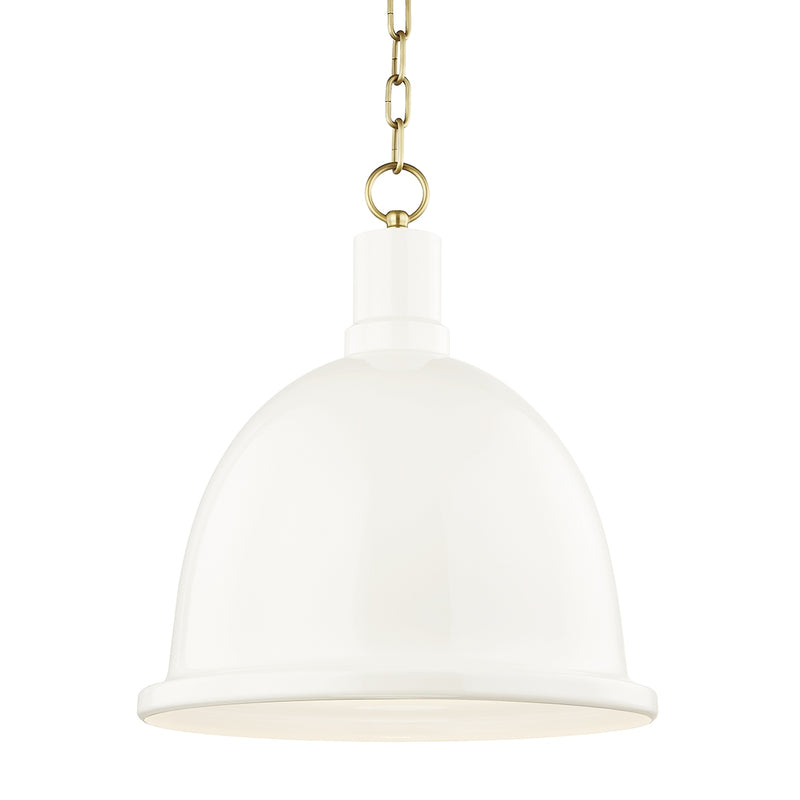Mitzi H238701L-AGB/CR One Light Pendant, Aged Brass/Cream