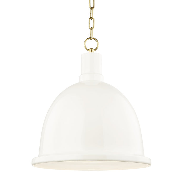Mitzi H238701L-AGB/CR One Light Pendant, Aged Brass/Cream