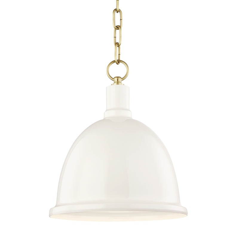 Mitzi H238701S-AGB/CR One Light Pendant, Aged Brass/Cream