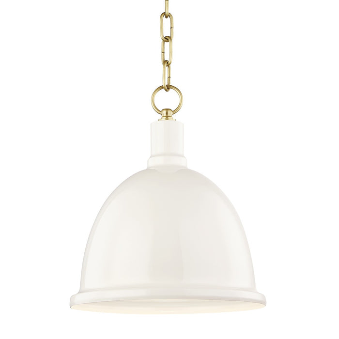 Mitzi H238701S-AGB/CR One Light Pendant, Aged Brass/Cream