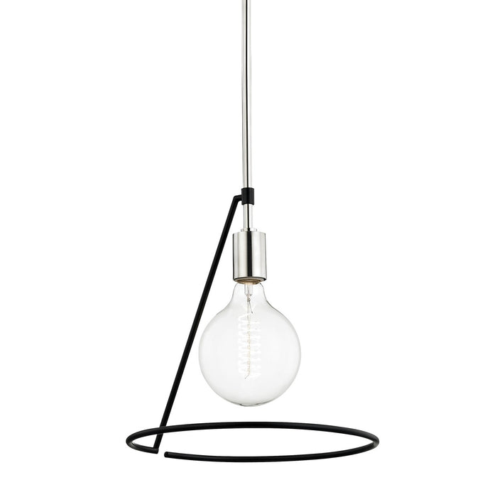 Mitzi H245701-PN/BK One Light Pendant, Polished Nickel/Black