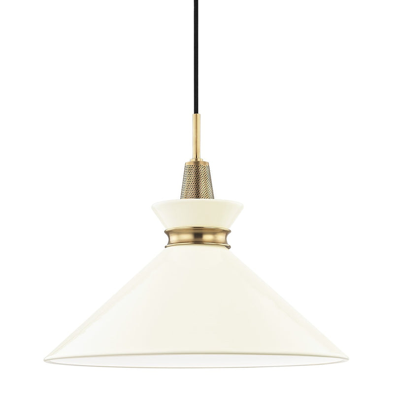 Mitzi H251701L-AGB/CR One Light Pendant, Aged Brass/Cream
