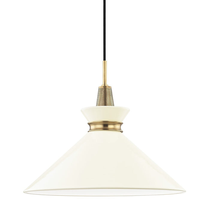 Mitzi H251701L-AGB/CR One Light Pendant, Aged Brass/Cream