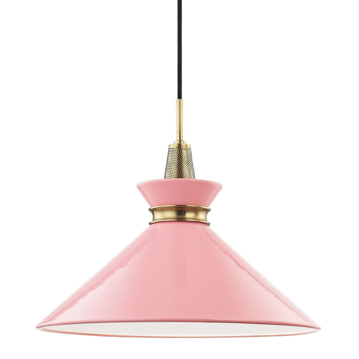 Mitzi H251701L-AGB/PK One Light Pendant, Aged Brass/Pink