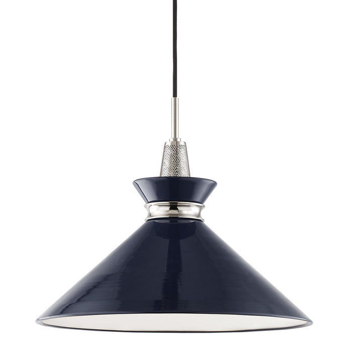 Mitzi H251701L-PN/NVY One Light Pendant, Polished Nickel/Navy