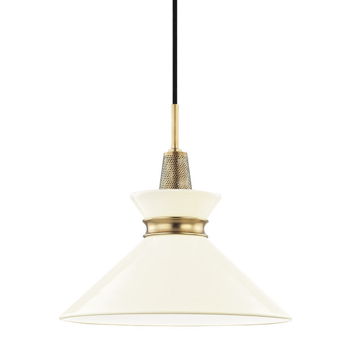 Mitzi H251701S-AGB/CR One Light Pendant, Aged Brass/Cream