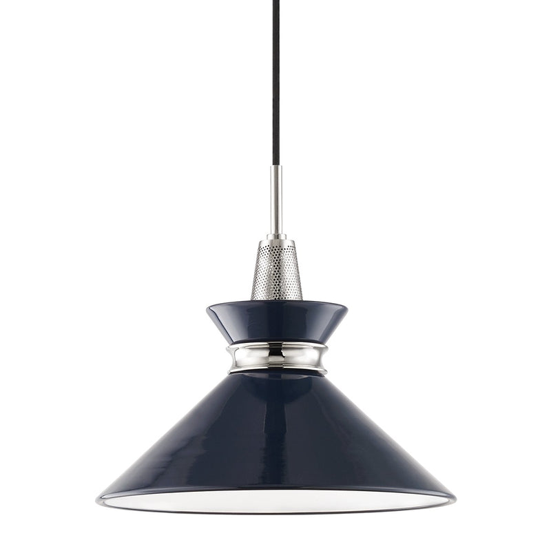 Mitzi H251701S-PN/NVY One Light Pendant, Polished Nickel/Navy