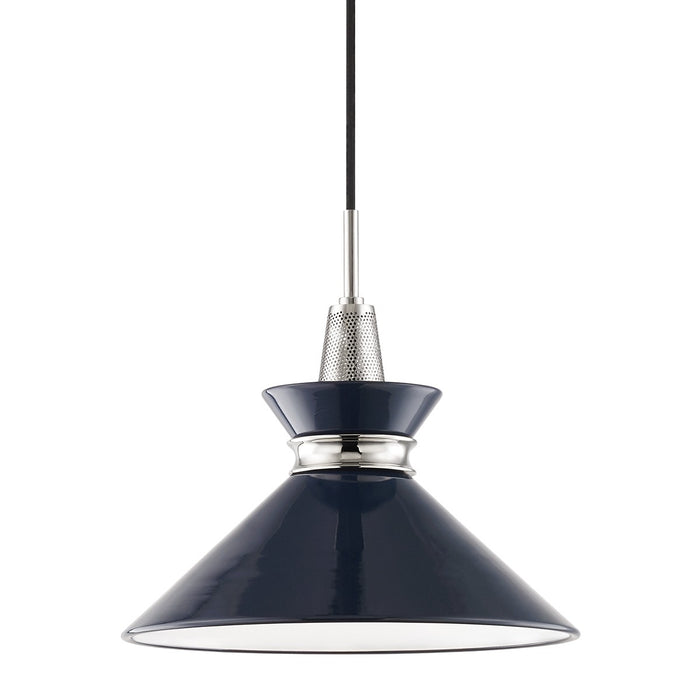 Mitzi H251701S-PN/NVY One Light Pendant, Polished Nickel/Navy