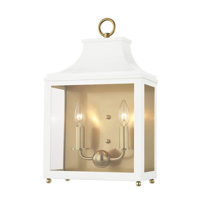 Mitzi H259102-AGB/WH Two Light Wall Sconce, Aged Brass/Soft Off White