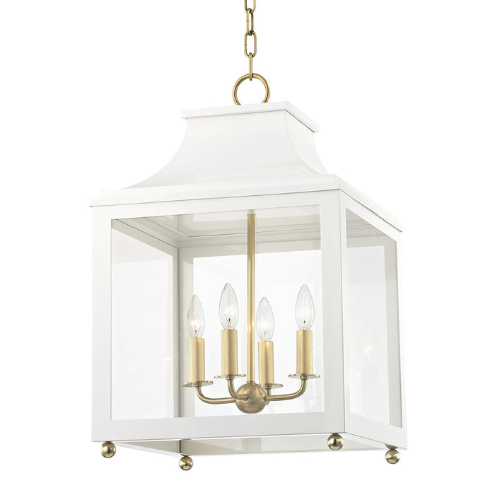 Mitzi H259704L-AGB/WH Four Light Lantern, Aged Brass/Soft Off White