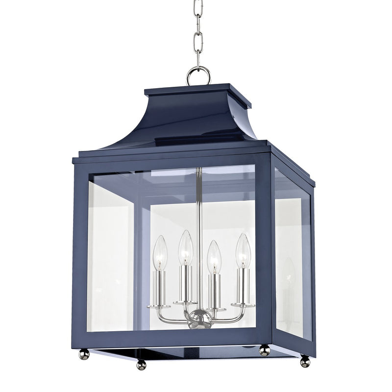 Mitzi H259704L-PN/NVY Four Light Lantern, Polished Nickel/Navy