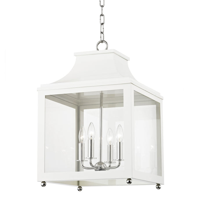 Mitzi H259704L-PN/WH Four Light Lantern, Polished Nickel/White