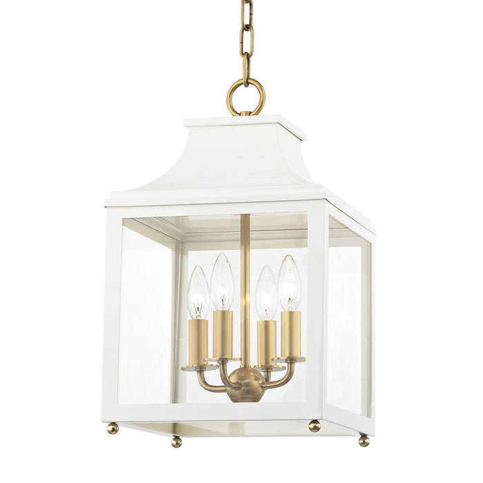Mitzi H259704S-AGB/WH Four Light Lantern, Aged Brass/Soft Off White