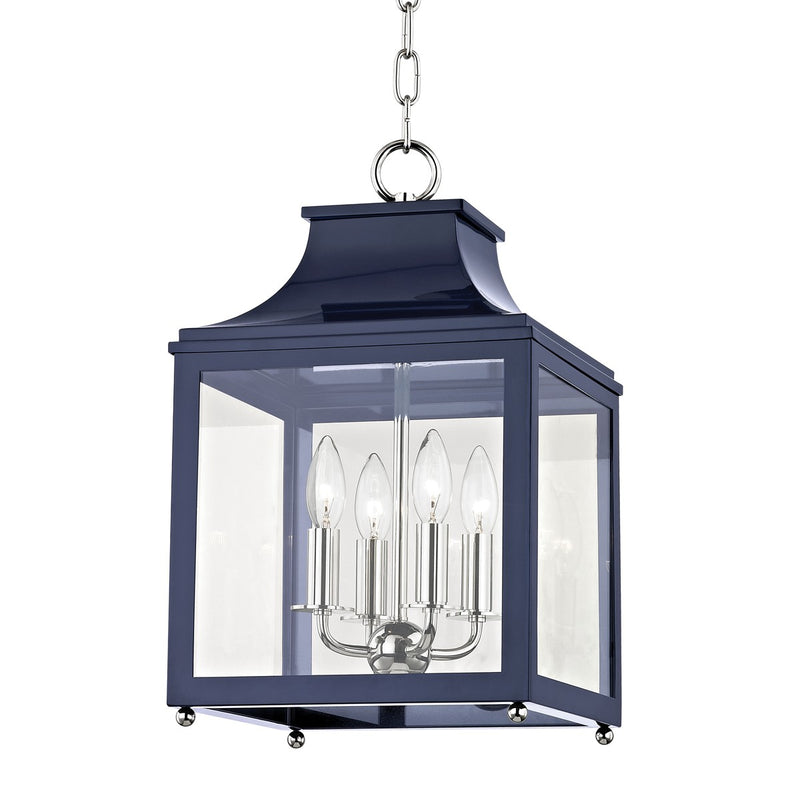 Mitzi H259704S-PN/NVY Four Light Lantern, Polished Nickel/Navy