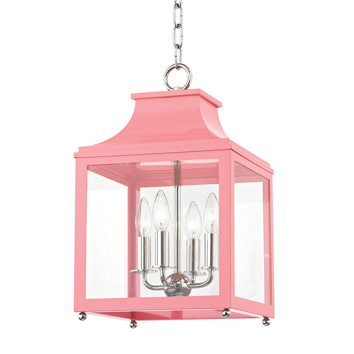 Mitzi H259704S-PN/PK Four Light Lantern, Polished Nickel/Pink