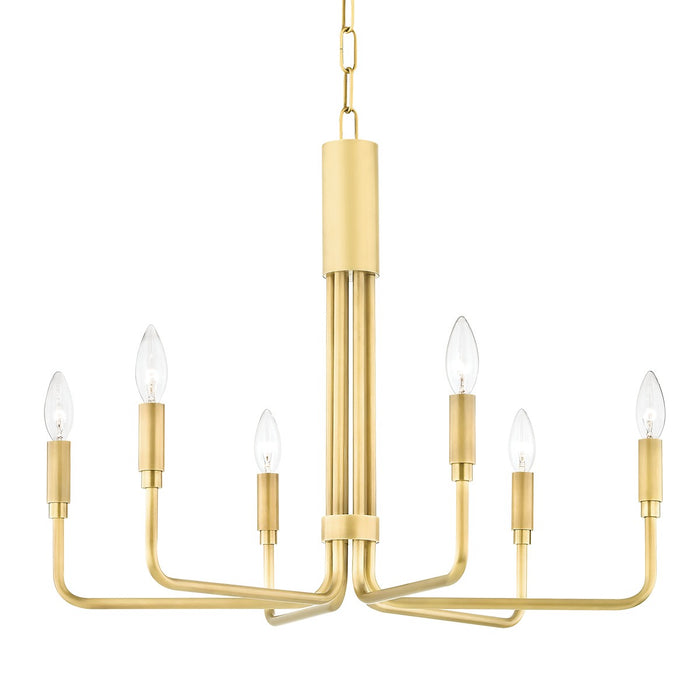 Mitzi H261806-AGB Six Light Chandelier, Aged Brass