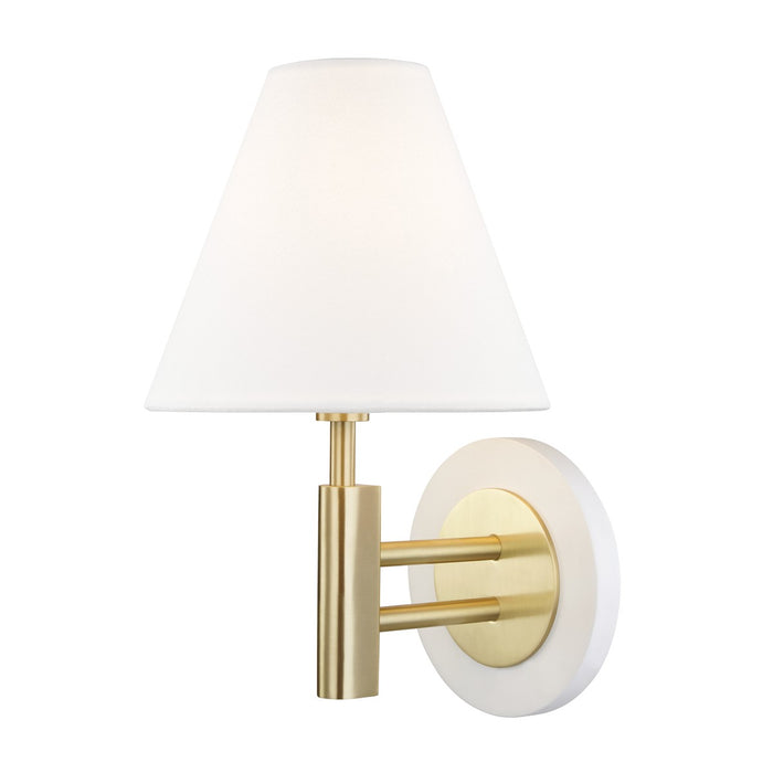 Mitzi H264101-AGB/WH One Light Wall Sconce, Aged Brass/Soft Off White