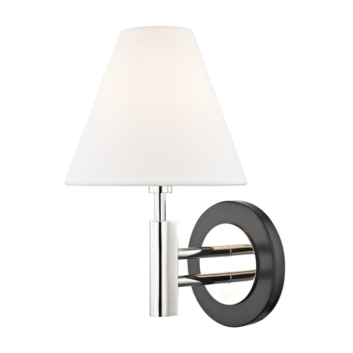 Mitzi H264101-PN/BK One Light Wall Sconce, Polished Nickel/Black