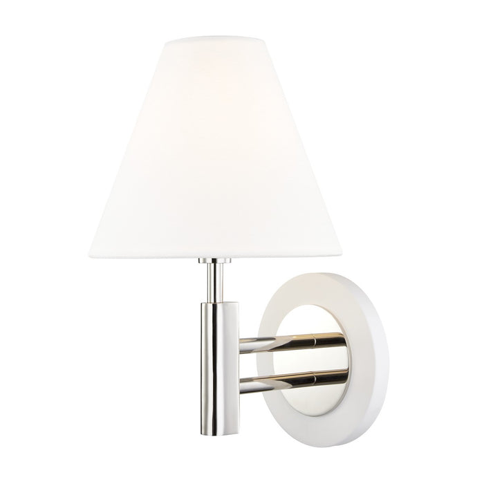 Mitzi H264101-PN/WH One Light Wall Sconce, Polished Nickel/White