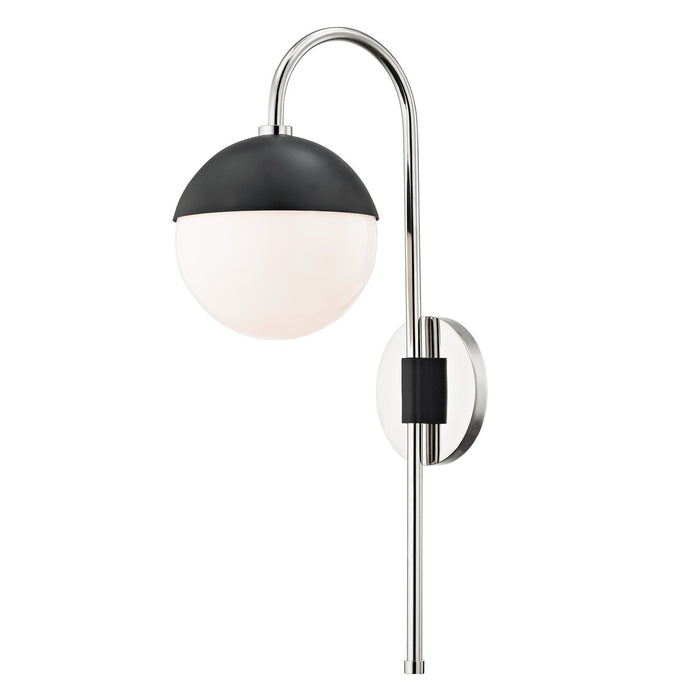 Mitzi HL249101-PN/BK One Light Wall Sconce, Polished Nickel/Black