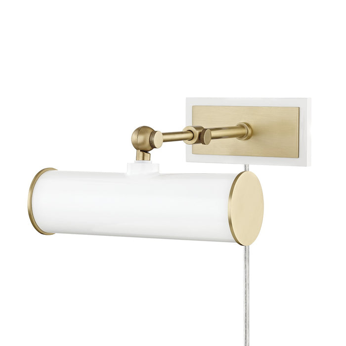 Mitzi HL263201-AGB/WH One Light Picture Light, Aged Brass/Soft Off White