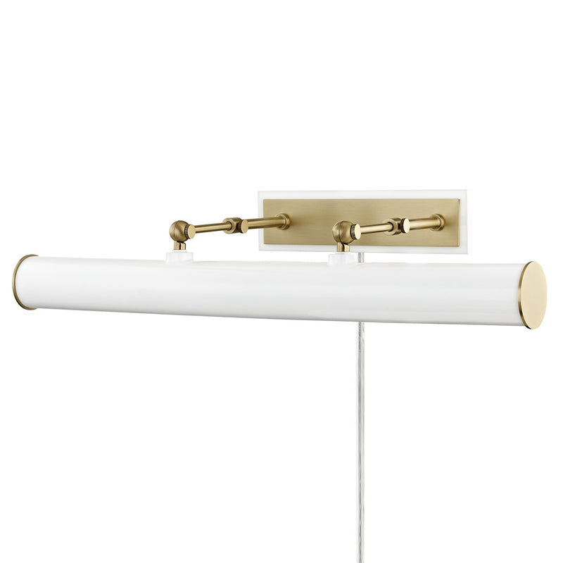 Mitzi HL263203-AGB/WH Three Light Picture Light, Aged Brass/Soft Off White