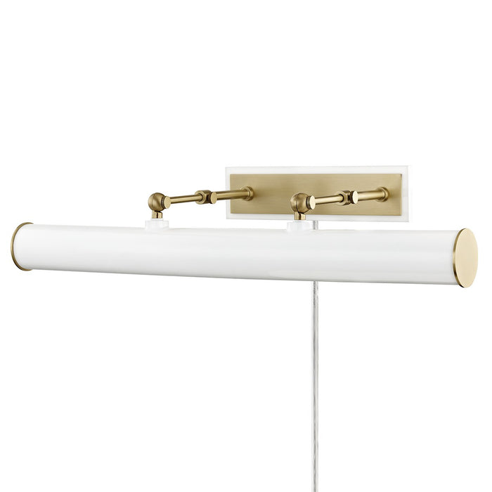 Mitzi HL263203-AGB/WH Three Light Picture Light, Aged Brass/Soft Off White
