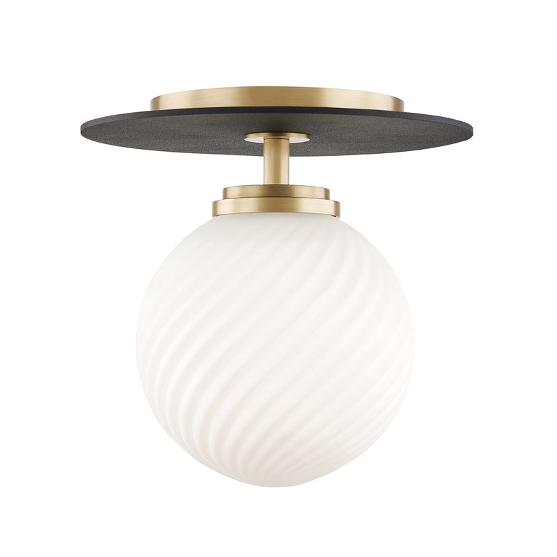 Mitzi H200501S-AGB/BK LED Semi Flush Mount, Aged Brass/Black