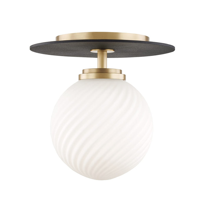Mitzi H200501S-AGB/BK LED Semi Flush Mount, Aged Brass/Black