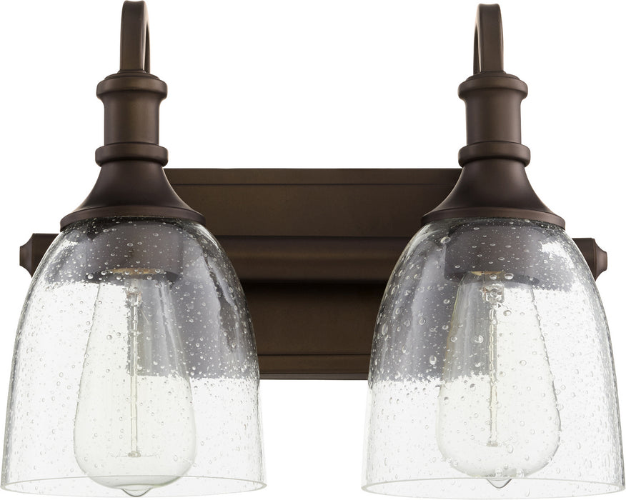 Quorum 5011-2-186 Two Light Vanity, Oiled Bronze w/ Clear/Seeded