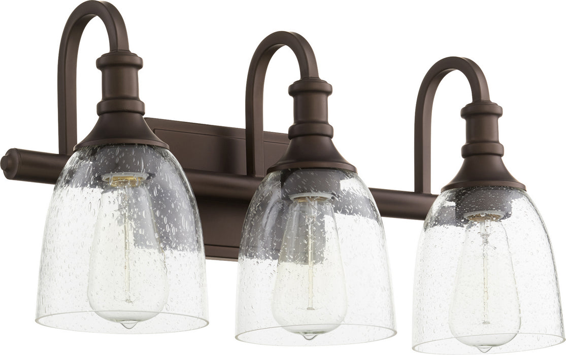 Quorum 5011-3-186 Three Light Vanity, Oiled Bronze w/ Clear/Seeded