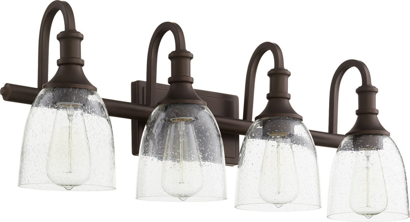 Quorum 5011-4-186 Four Light Vanity, Oiled Bronze w/ Clear/Seeded