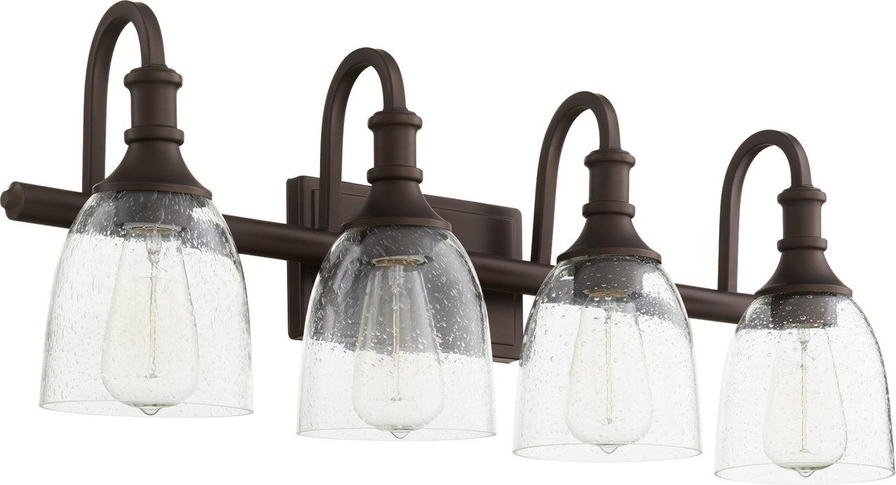 Quorum 5011-4-186 Four Light Vanity, Oiled Bronze w/ Clear/Seeded