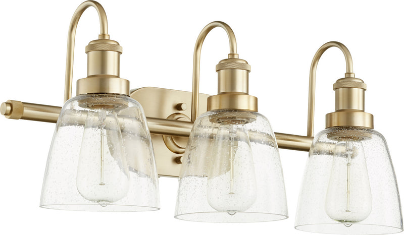 Quorum 508-3-80 Three Light Vanity, Aged Brass