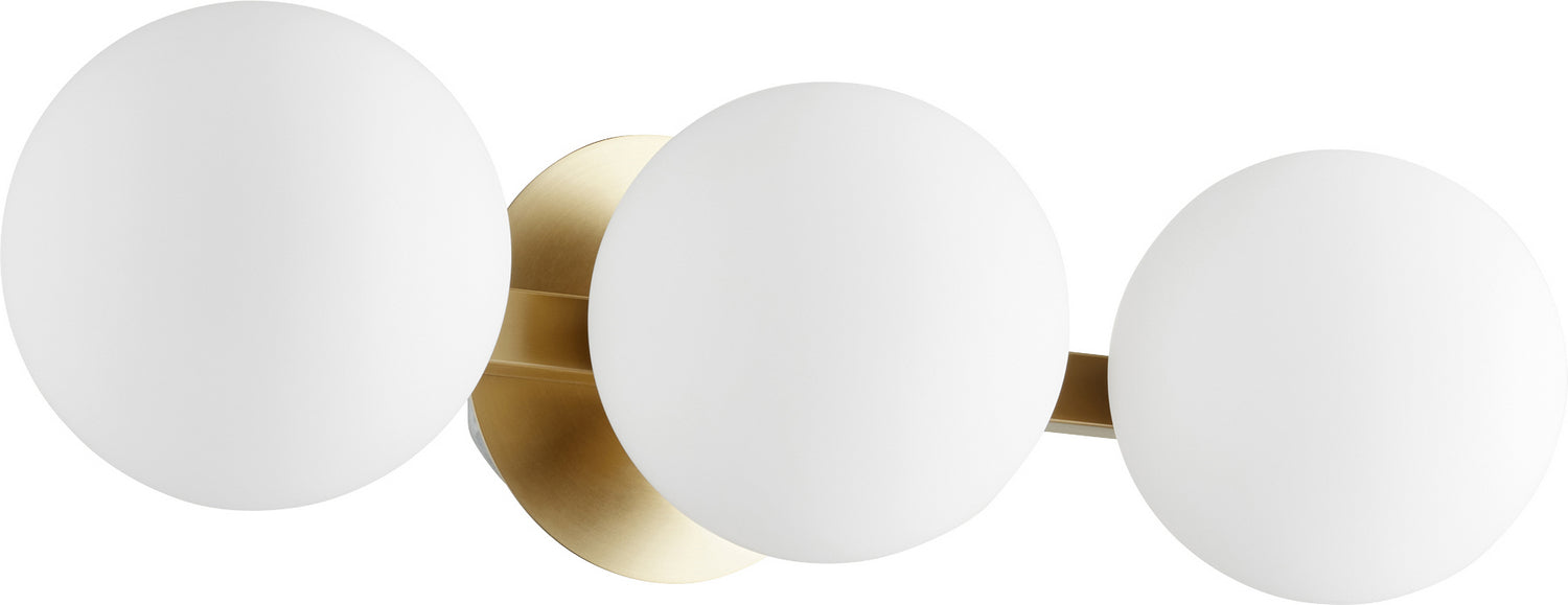 Quorum 539-3-80 Three Light Vanity, Aged Brass
