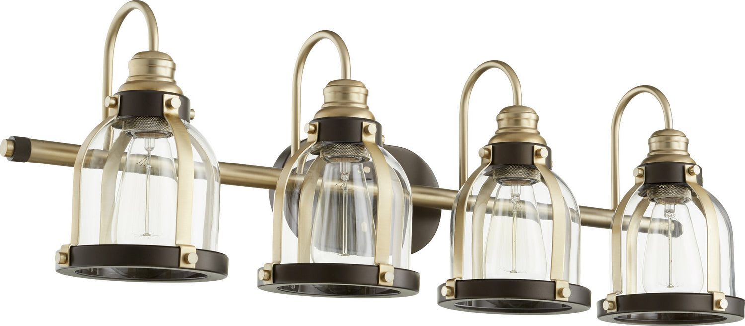 Quorum 586-4-8086 Four Light Vanity, Aged Brass w/ Oiled Bronze