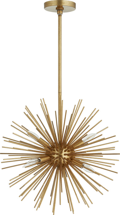 Quorum 600-6-74 Six Light Pendant, Gold Leaf