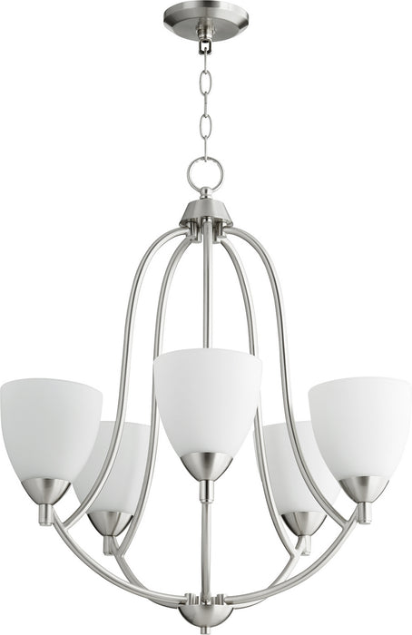 Quorum 6069-5-65 Five Light Chandelier, Satin Nickel