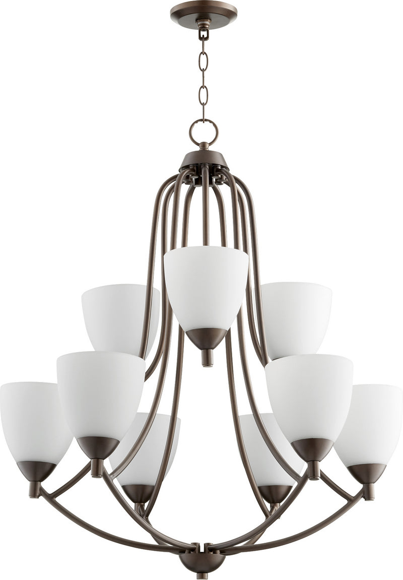 Quorum 6069-9-86 Nine Light Chandelier, Oiled Bronze
