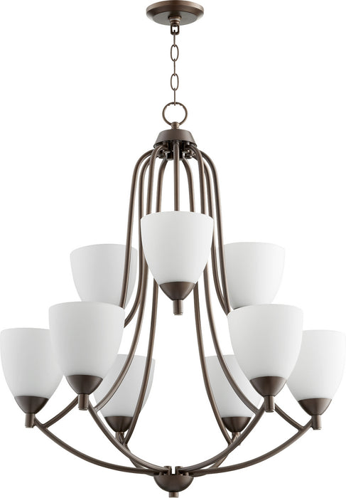 Quorum 6069-9-86 Nine Light Chandelier, Oiled Bronze