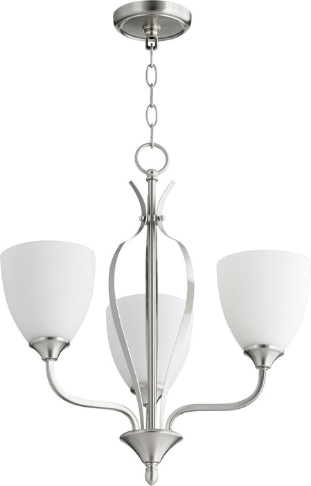 Quorum 6127-3-65 Three Light Chandelier, Satin Nickel