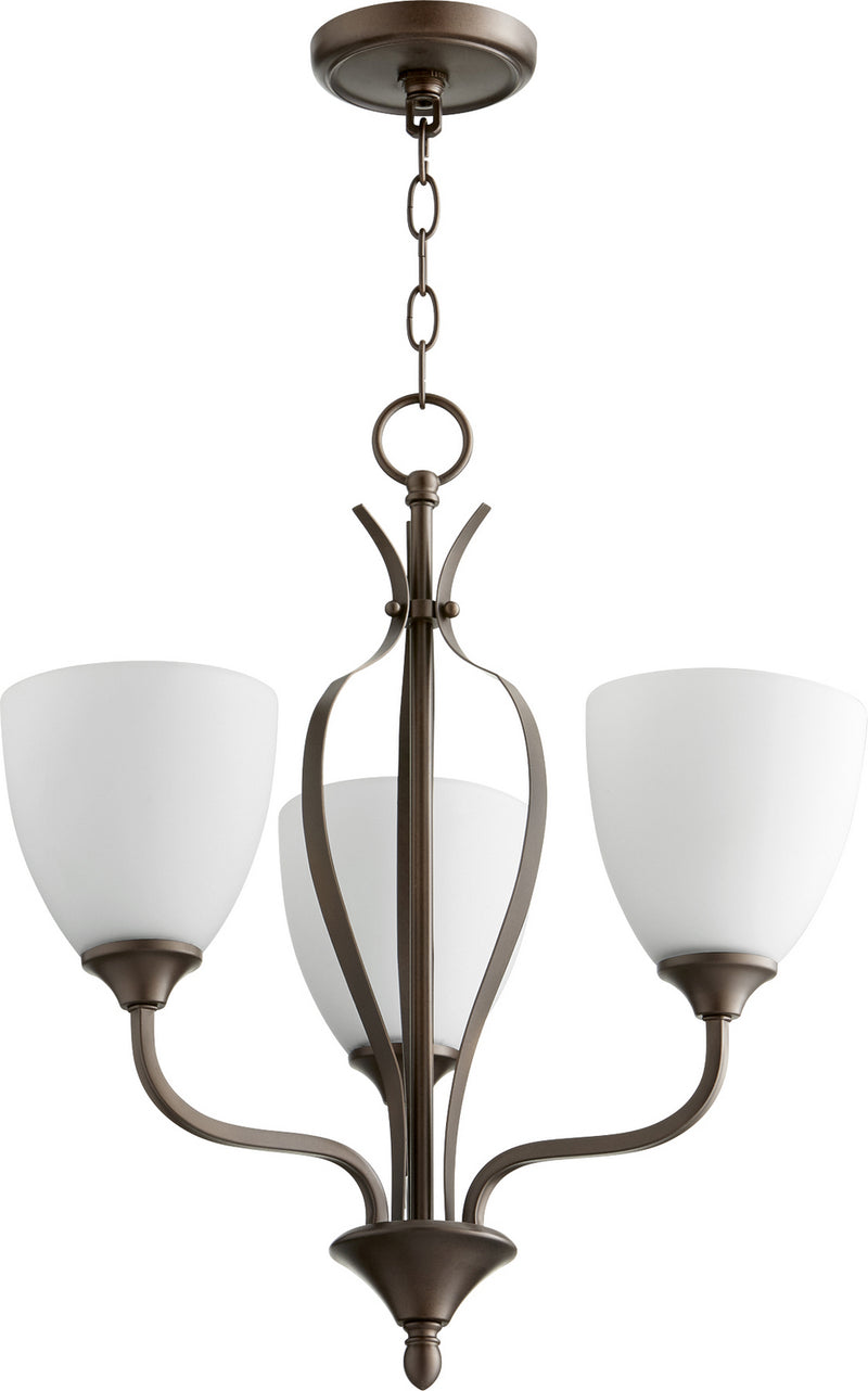 Quorum 6127-3-86 Three Light Chandelier, Oiled Bronze