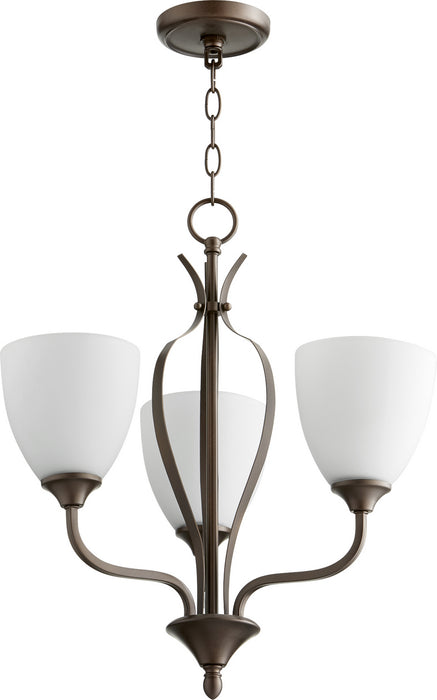 Quorum 6127-3-86 Three Light Chandelier, Oiled Bronze
